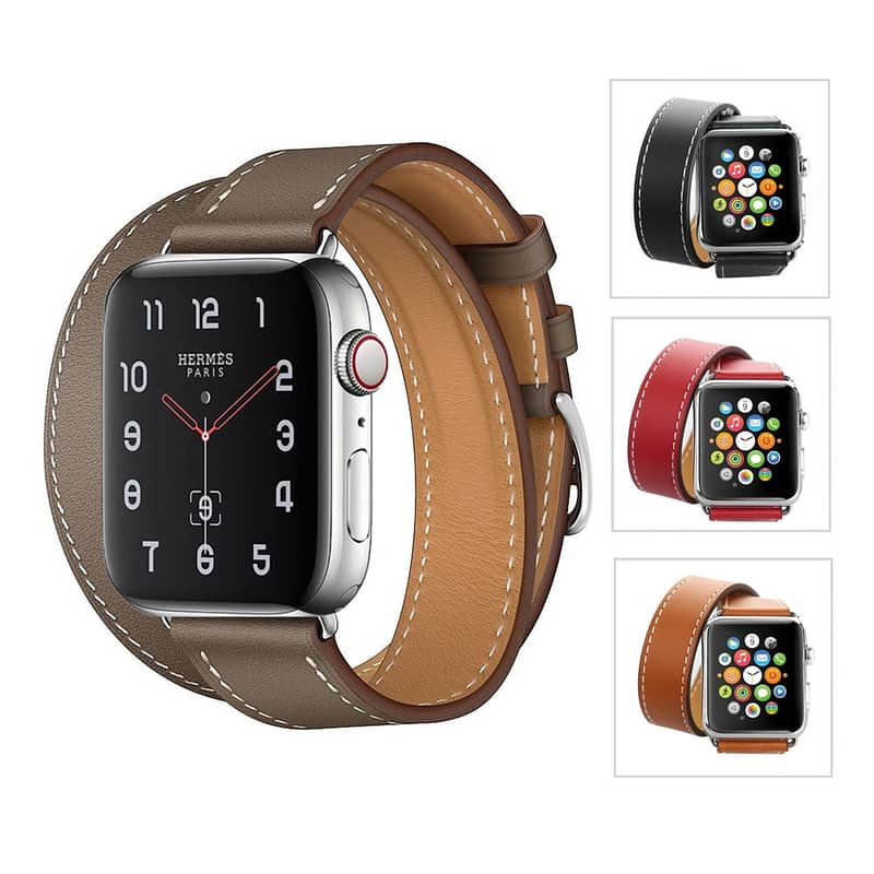 Double Tour leather Strap/Loop For Apple Watch Series 1 to 7 42mm 44mm 0