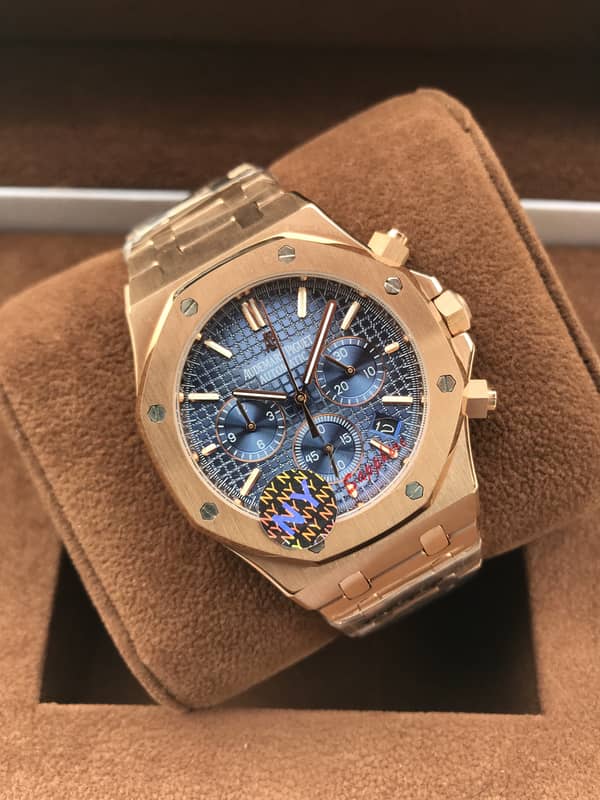 AUDEMARS PIGUET ROSE GOLD BLUE DIAL WATCH FOR MEN Watches