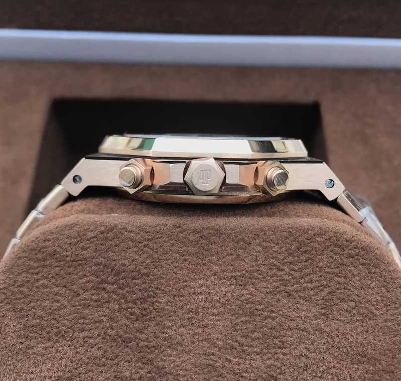 AUDEMARS PIGUET ROSE GOLD BLUE DIAL WATCH FOR MEN 2