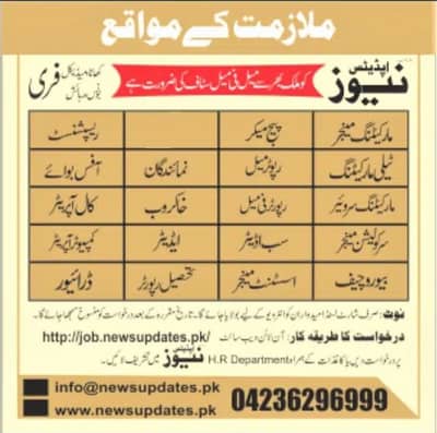 Male and Female Staff required for News updates 1