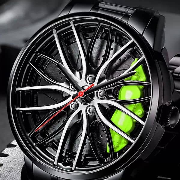 Rotating Car Rim Style Wrist Watches 7