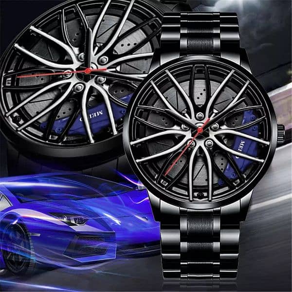 Rotating Car Rim Style Wrist Watches 10