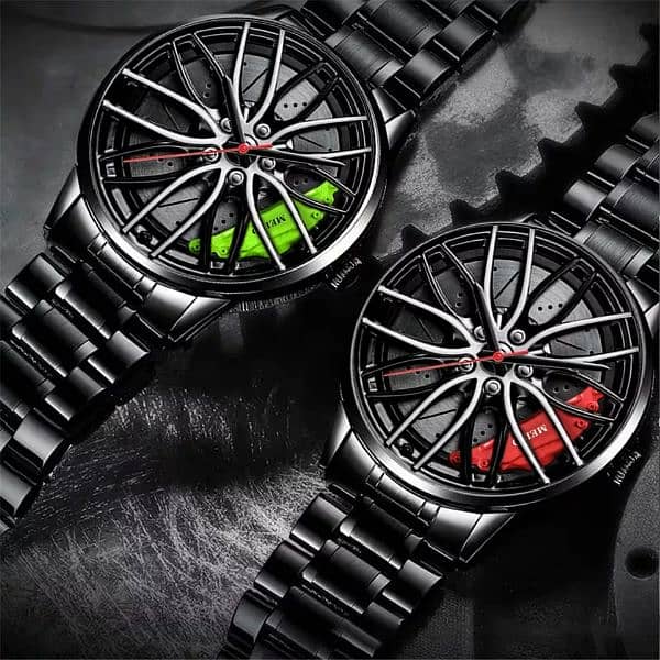 Rotating Car Rim Style Wrist Watches 12