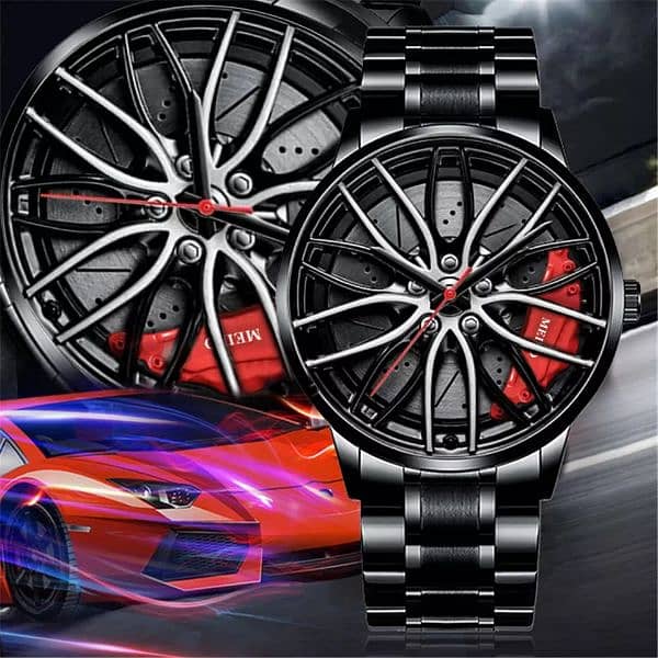 Rotating Car Rim Style Wrist Watches 14