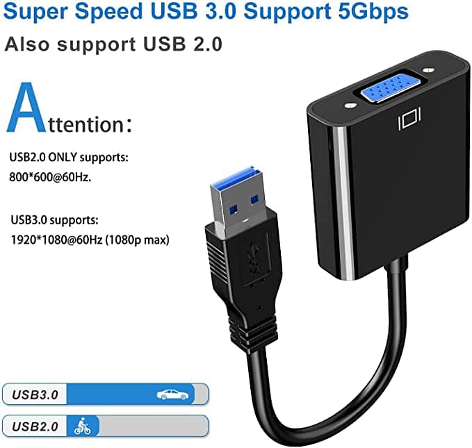 Converter USB to VGA Adapter,USB 3.0/2.0 to VGA AdapterMulti-Display 1