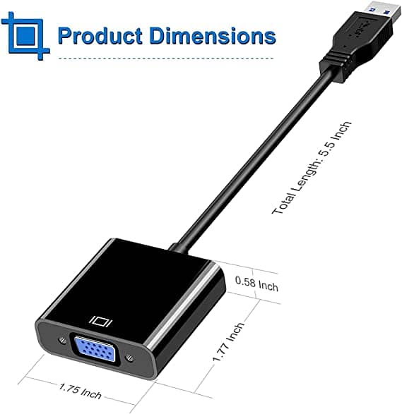 Converter USB to VGA Adapter,USB 3.0/2.0 to VGA AdapterMulti-Display 2