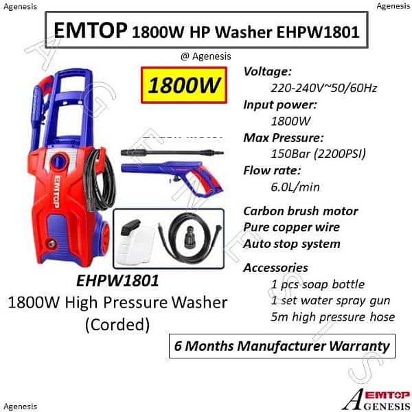 EMTOP industrial High Pressure Car Washer Machine - 150 Bar - 2200 Psi 3