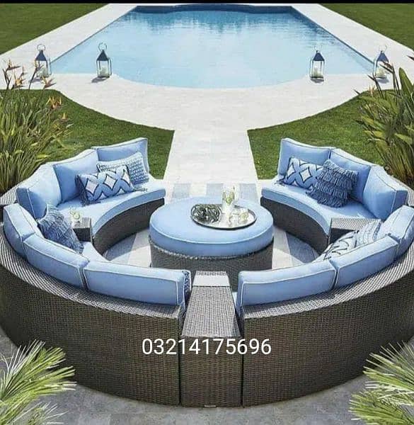 OUTDOOR GARDEN RATTAN UPVC FURNITURE SOFA SET CHAIRS TABAL UMBRELLA 12