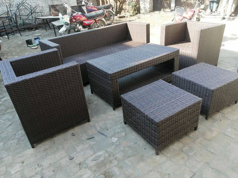 OUTDOOR GARDEN RATTAN UPVC FURNITURE SOFA SET CHAIRS TABAL UMBRELLA 16