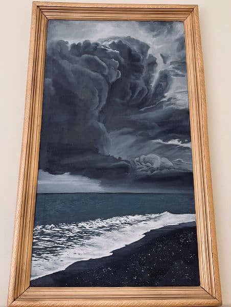 Stormy Sea oil painting 27x15 inches 0