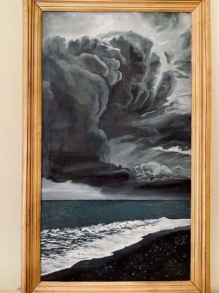 Stormy Sea oil painting 27x15 inches 1