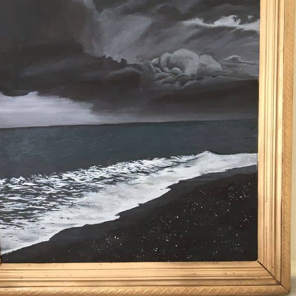 Stormy Sea oil painting 27x15 inches 2