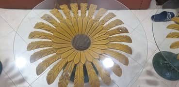 Glass Sunflower Center Table Set of 3