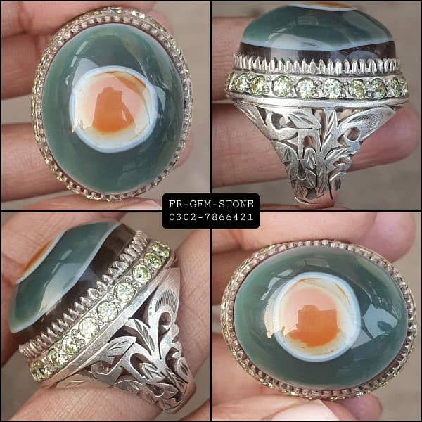 Big Siza Sulemani Aqeeq Stone Hand Made Chandi Ring 0