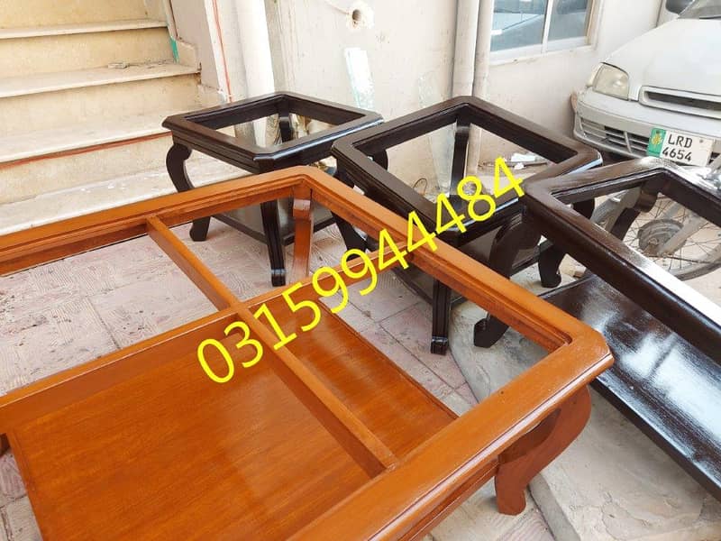 Coffee center table set 3pc clordsgn makr bed sofa chair almari dining 18