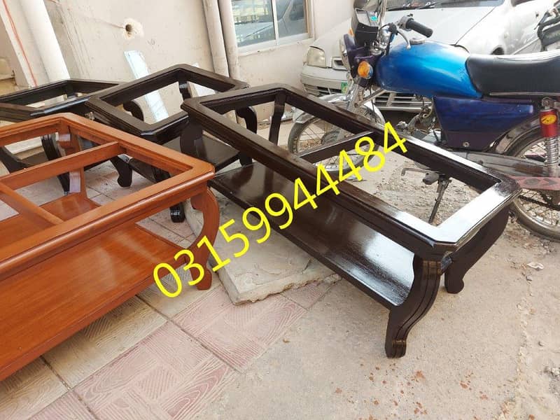 Coffee center table set 3pc clordsgn makr bed sofa chair almari dining 19