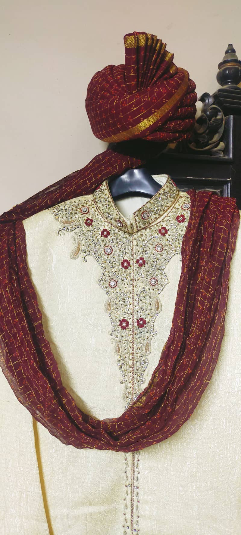 Dabka work Sherwani , qullah , khussa 0