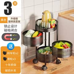 3, 4 and 5 Layer Metal Kitchen Rotating Trolley Portable Storage Rack