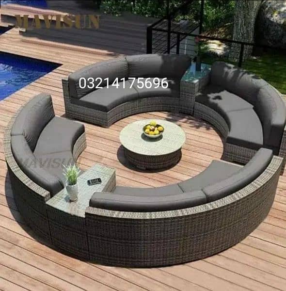 OUTDOOR GARDEN RATTAN UPVC FURNITURE SOFA SET CHAIRS TABAL UMBRELLA 8