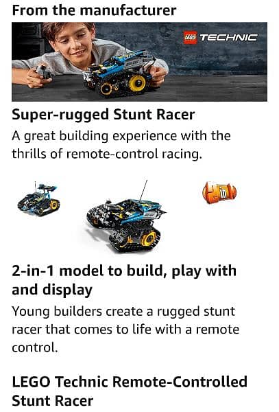 LEGO Technic Remote Controlled Stunt Racer 42095 Building Kit. 4