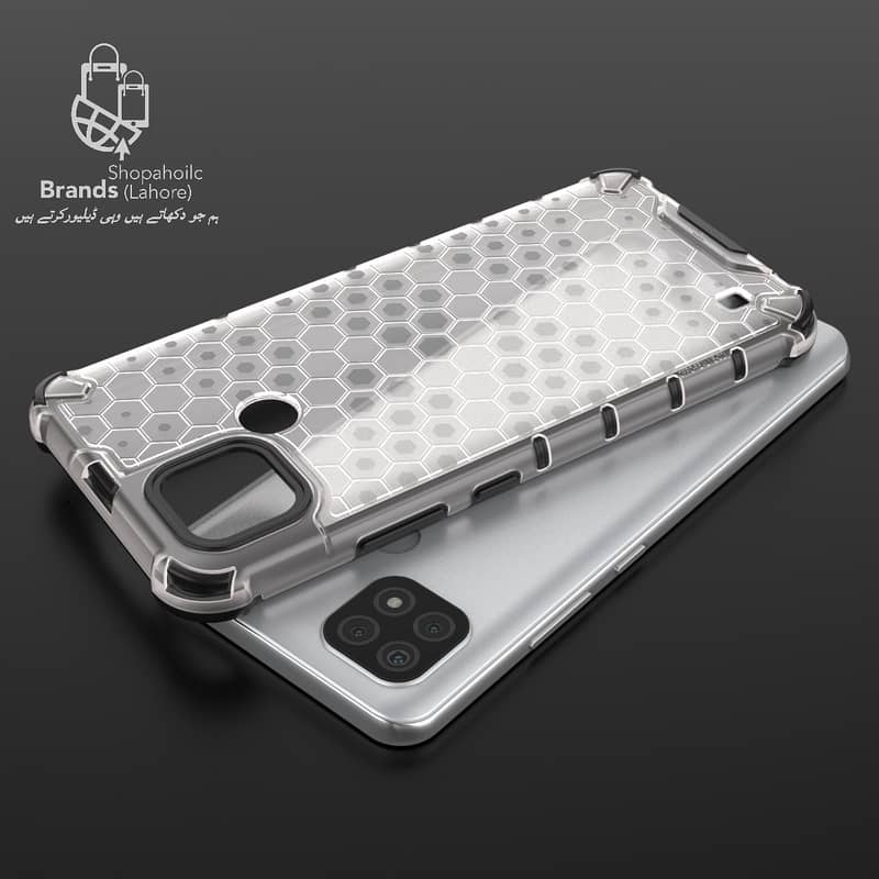 Realme C21 Case Honeycomb Transparent Bumper Rugged Armor Case 0