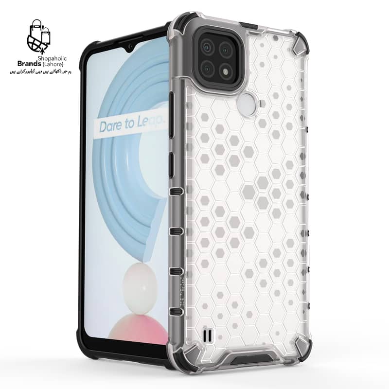 Realme C21 Case Honeycomb Transparent Bumper Rugged Armor Case 1