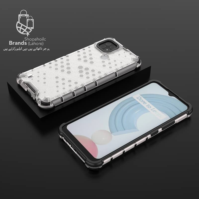 Realme C21 Case Honeycomb Transparent Bumper Rugged Armor Case 3