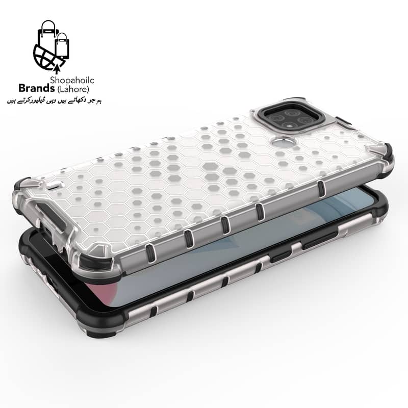 Realme C21 Case Honeycomb Transparent Bumper Rugged Armor Case 5