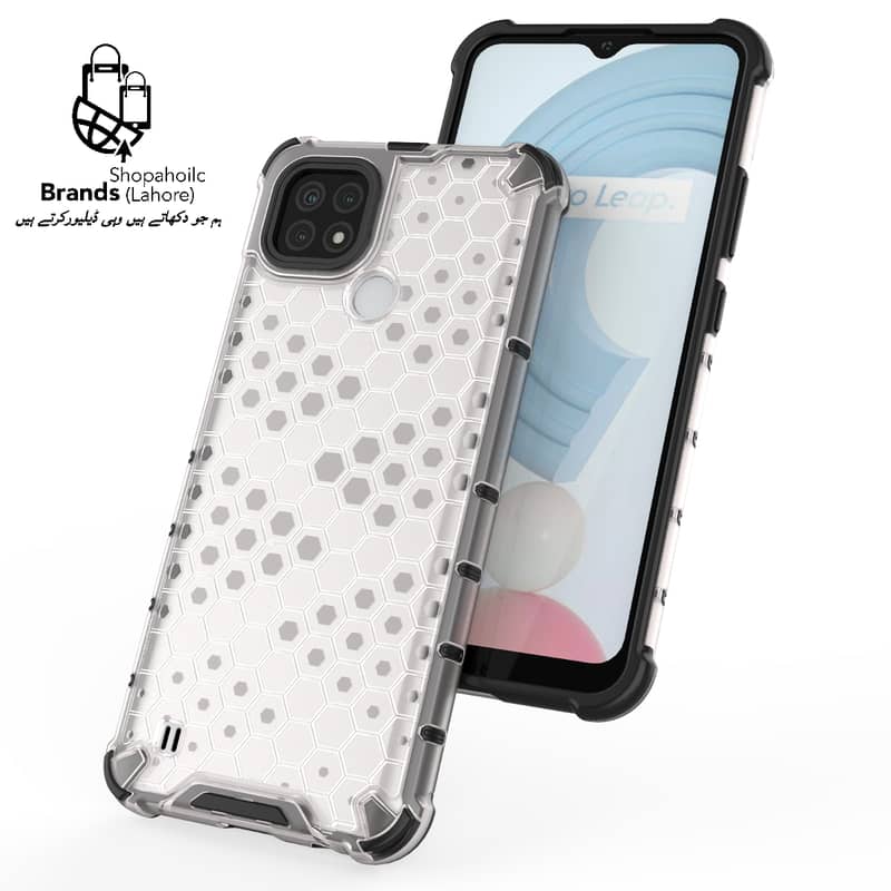 Realme C21 Case Honeycomb Transparent Bumper Rugged Armor Case 6