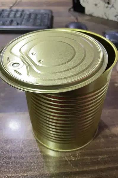 Tin can, ring pull cap, aluminum pouches, basil seeds, stabilizer 14
