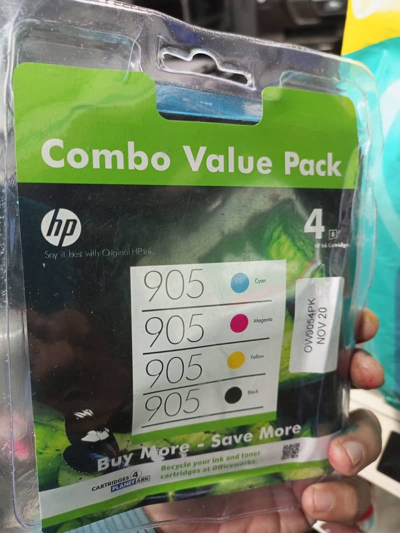 HP 905 Black & 905 C/Y/M Set original combo pack u. k import 1