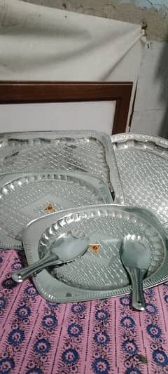 steel trays and tray spoon ( steel)