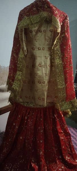 wedding gharara suit in bright red and purple color 2