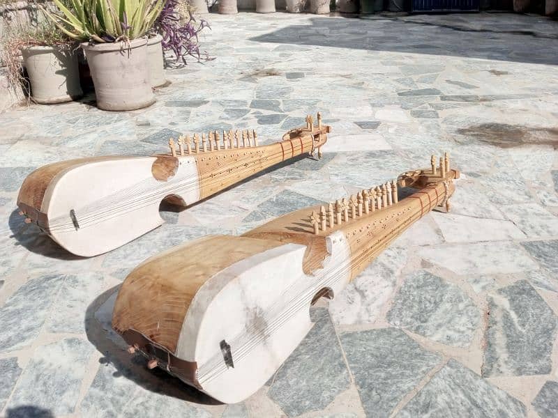 Man playing rubab a eastern folk stringed instrument of northern Pakistan  isolated on white background Stock Photo - Alamy