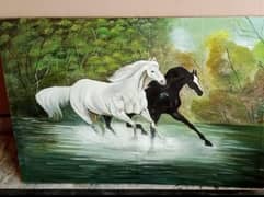 horse running painting on canvas