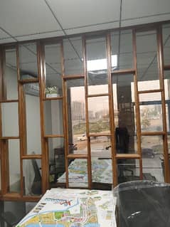 wooden glass divider