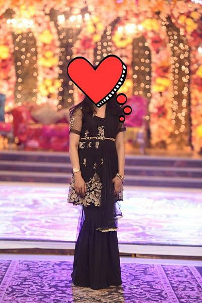 black net frock with dupatta and trouser 0