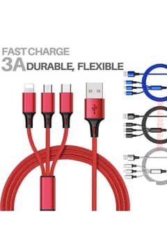 3 in 1 Fast USB Charging Cable Universal Multi Function Cable 0