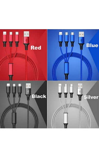 3 in 1 Fast USB Charging Cable Universal Multi Function Cable 3