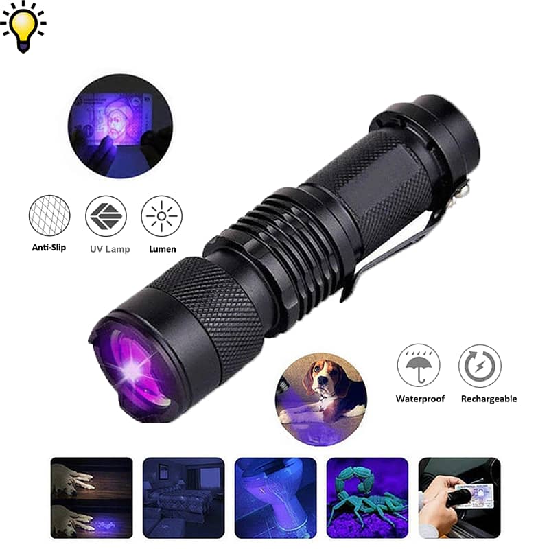 Zoomable Led UV Flashlight Torch Ultra Violet Light UV 395nm 0