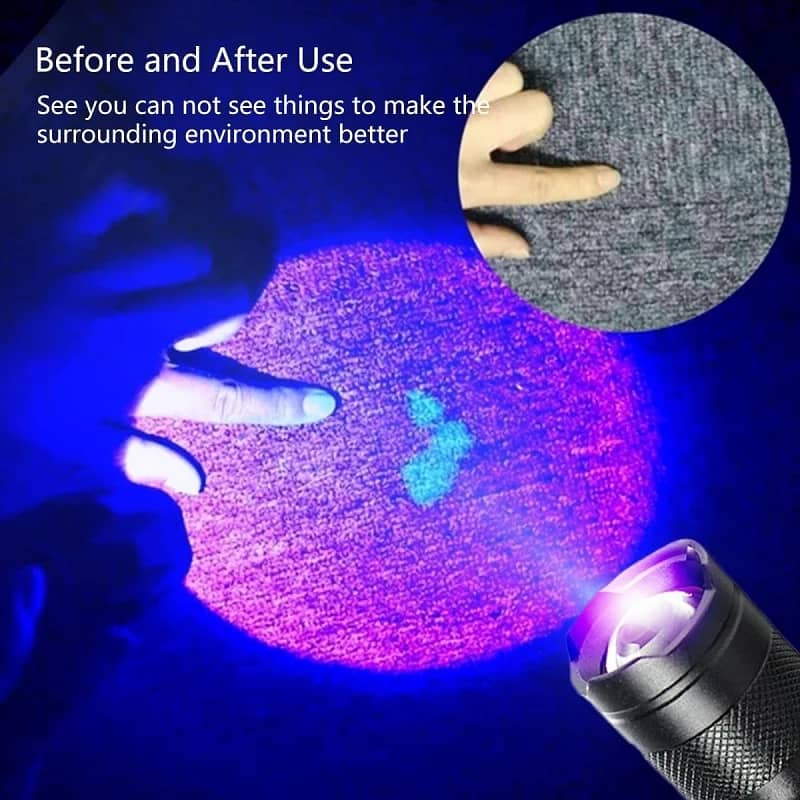 Zoomable Led UV Flashlight Torch Ultra Violet Light UV 395nm 3