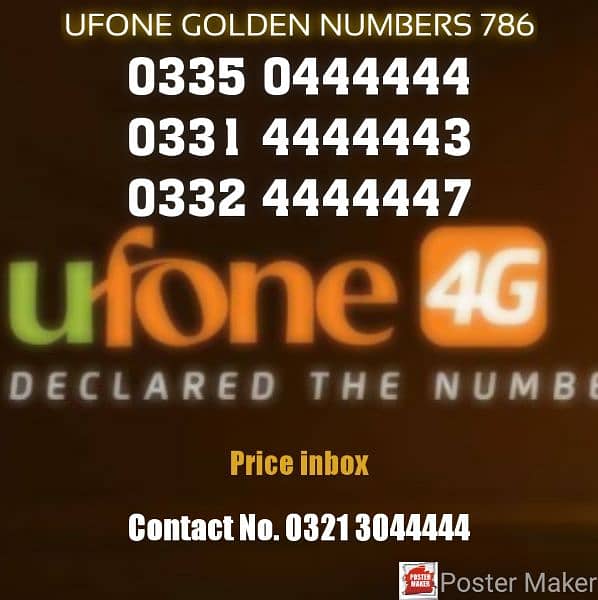 Ufone golden Platinum numbers available 2