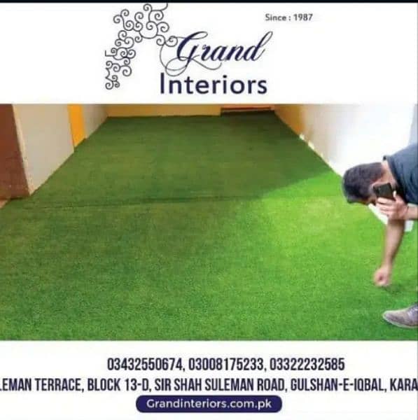 Artificial grass carpet turf vinyl flooring wooden  by Grand interiors 2