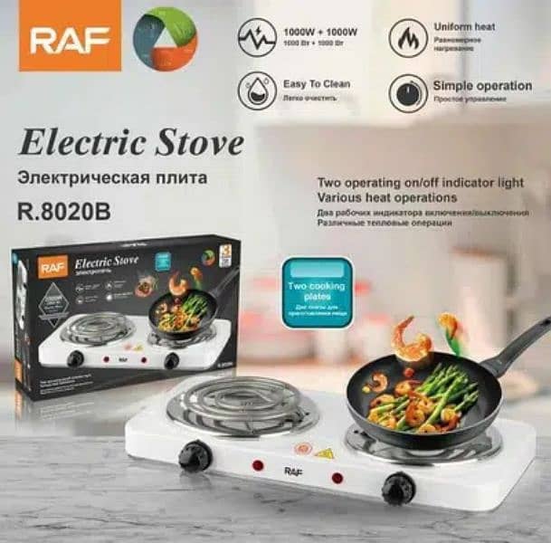 RAF Electric Stove Two Cooking Plates Electric Burner 2000 W  (White) 2