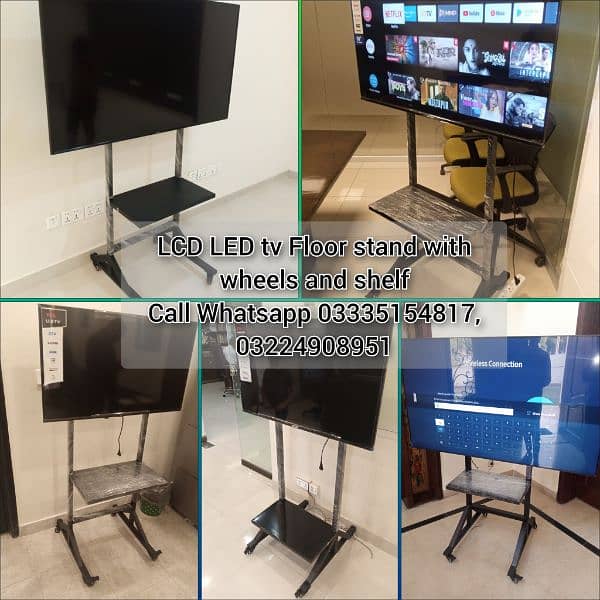 for office home LCD LED tv Floor stand with wheel media expo events 1