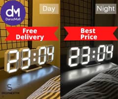 3D LED Wall Clock Modern Design Digital Table Clock Alarm Nightlight C 0