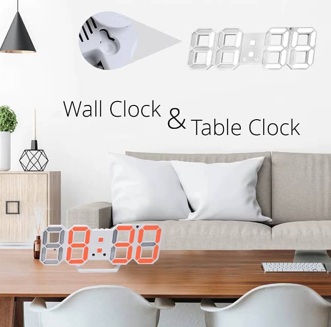 3D LED Wall Clock Modern Design Digital Table Clock Alarm Nightlight C 3