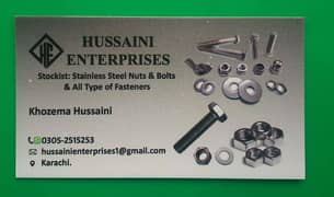 Stainless Steel SS Nut bolts Washers and all types of fastners
