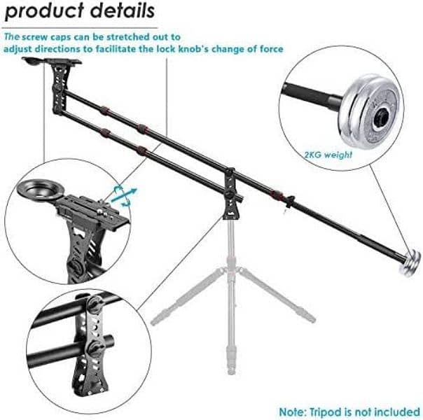 Kingjoy Aluminum Mini Jib Crane for DSLR Camera 5