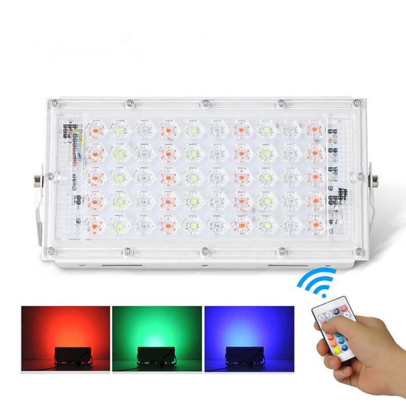 RGB flood light with remote control 50W LED waterproof IP66 ultra ligh 0